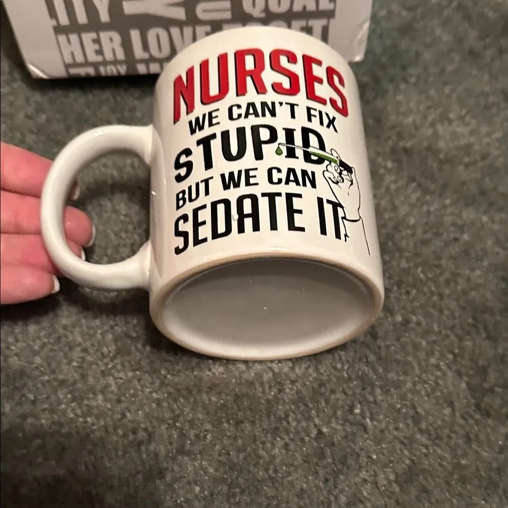 Nurses mug / we can’t fix stupid but we can sedate it  Tstars Novelty Mug
